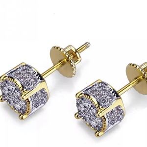 New Mens Pave Diamonds Stud